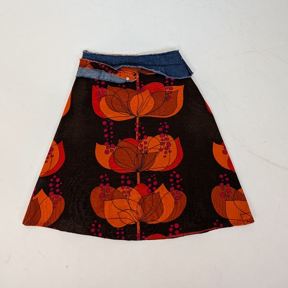 Floral & Denim Skirt Mini Knee Length Asymmetrical Handmade Pencil Circle A-line - Picture 5 of 9